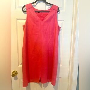 Talbots Textured Sleeveless Pink Classic Tank Dress with Small V Neck Size 16